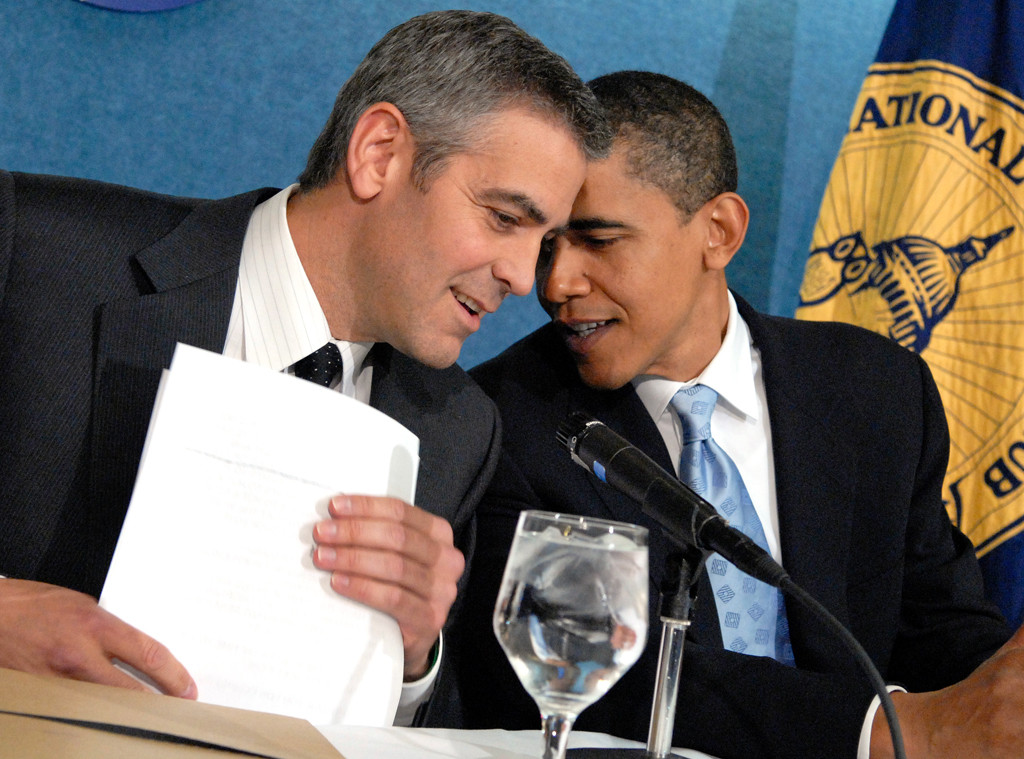 Celebs With Obama, George Clooney, Barack Obama
